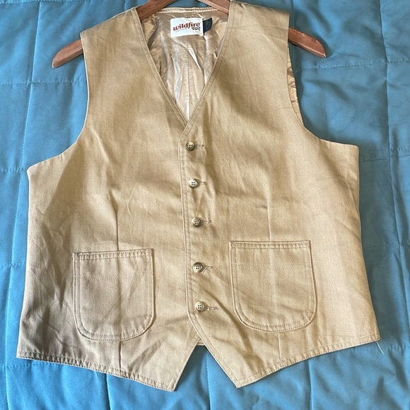 Desert Western Rodeo Levi’s Wildfire Vest Med Tan 70s Cowboy Neutral Rugged VTG - Picture 6 of 15